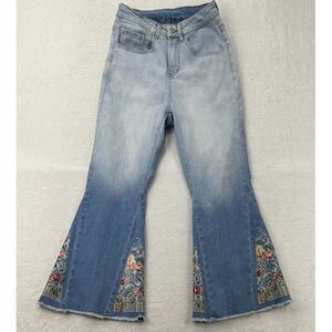 Extreme Bell Customized Jeans Women S Light‎ Blue Flower Applique Fun Event Pant